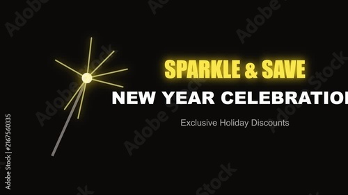 Sparkle save new year celebration: exclusive holiday discounts motion animation 4k