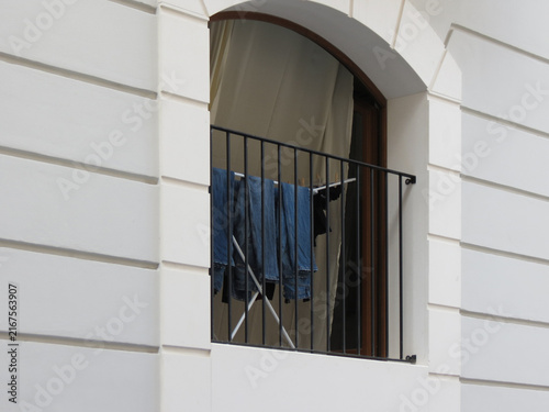 balcony railing with drying rack