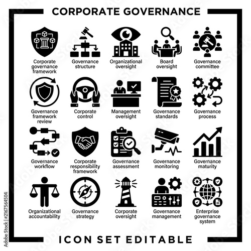 Corporate Governance Icon Set Collection 4.