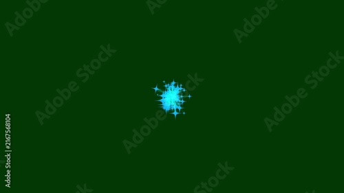 Fairy star bursts glitter explosion with shimmering  particles, royal blue glowing light trails, twinkling magical sparkle effects, dark green screen background 4K animation