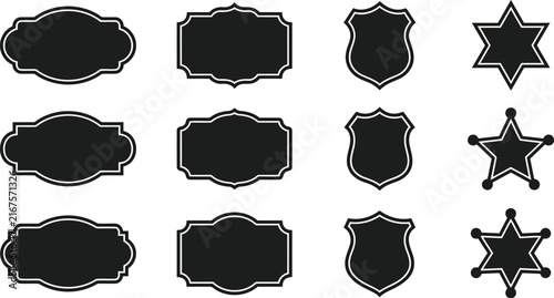 Gold Shield Badge Shapes Vector Set
