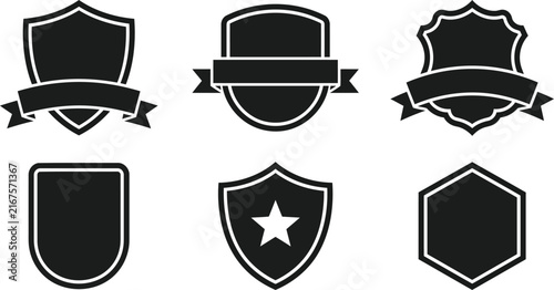 Gold Shield Badge Vector Set