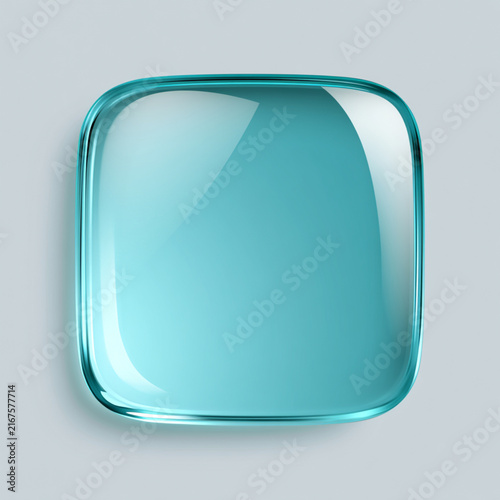 Glossy blue glass square buttons