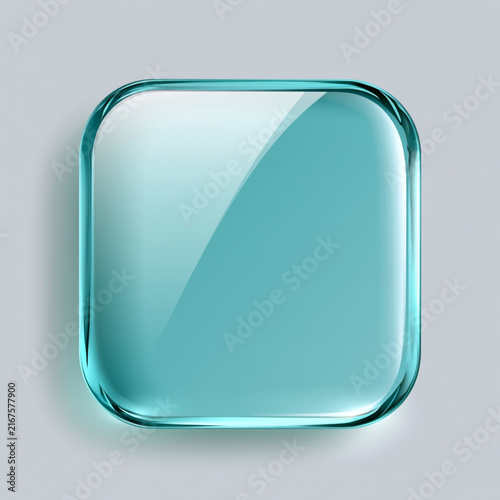 Glossy blue glass square buttons