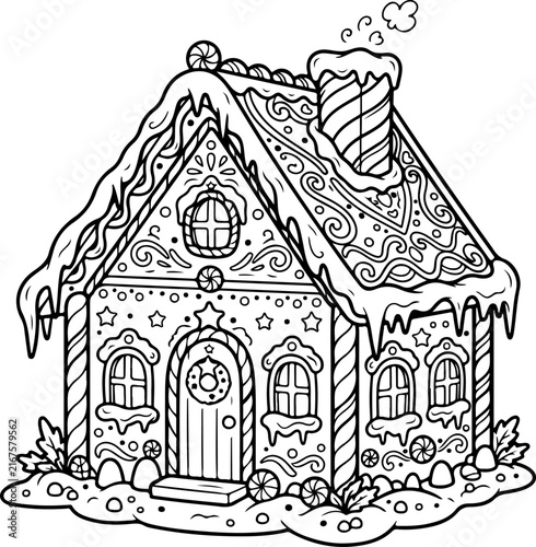 Festive gingerbread house vector illustration