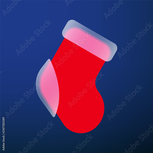Christmas stocking or sock icon in glass style