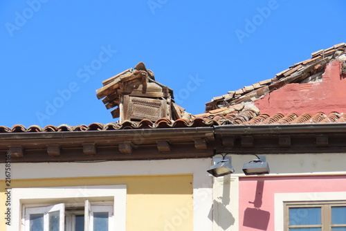 Deteriorated Roof of Old Building in Abandoned and Ruined Condition