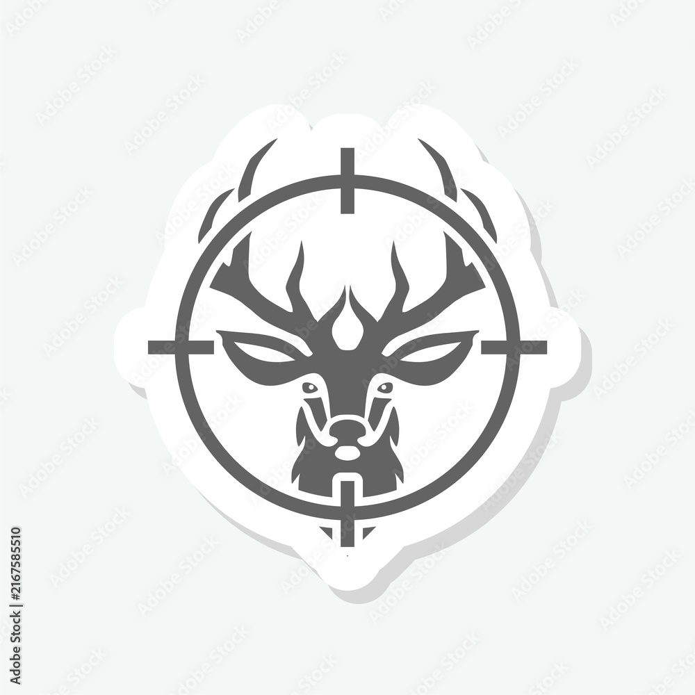 Naklejka premium Deer target sign icon sticker isolated on gray background