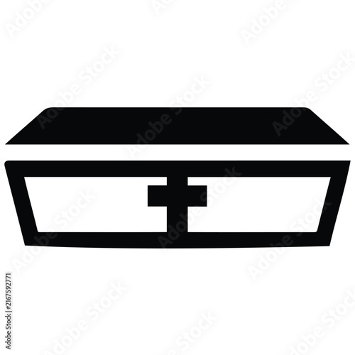 Wooden coffin silhouette vector illustration for gothic funeral or horror event decor.