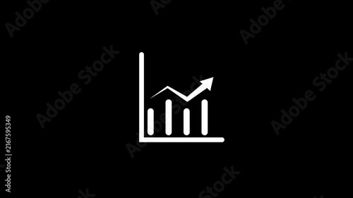 Abstract business graph icon animation on black  background. Business Financial Growing Business Income And Earnings. 4k video