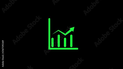 Abstract green business graph icon animation. Business Financial Growing Business Income And Earnings. 4k video