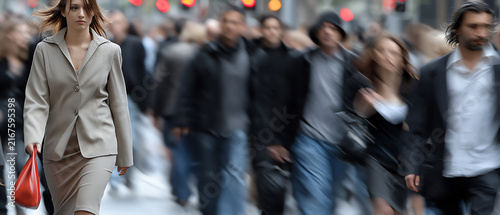 crowd walking on a street, AI generated