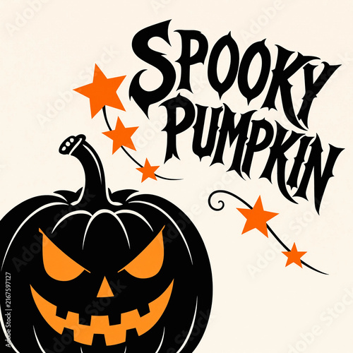 Spooky pumpkin holiday poster with carved jack o lantern and star shapes on light background halloween decoration pumpkin carving spooky design halloween graphic holiday vector scary face