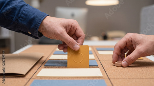 Obraz na płótnie Hands guide a case through a tactile escalation workflow