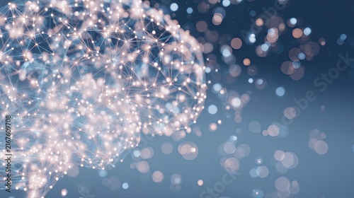 abstract brain network made of soft glowing particles, mental wellness and neuroscience concept