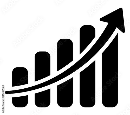 Business growth financial chart with upward trending arrow vector icon bar graph increase analytics economics investment performance