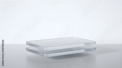 Stack of three blank white USB flash drives on minimalist surface for data storage