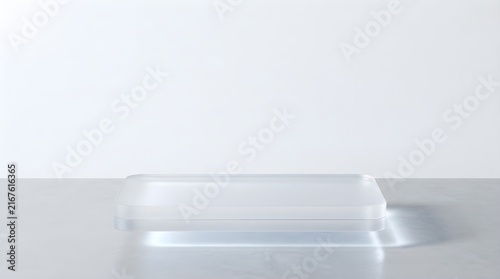 Minimalist clear acrylic display stand for retail product showcase and branding