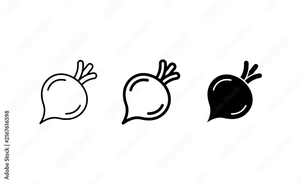Fototapeta premium Beetroot Icons, Root Vegetable Vector Graphics, Healthy Food Symbols, Organic Produce Illustrations