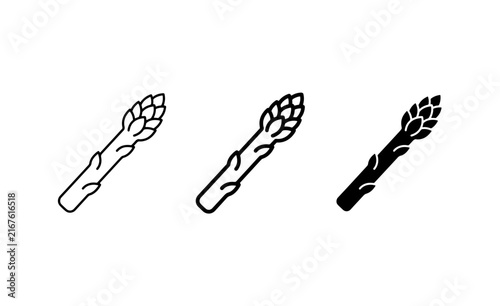 Asparagus Icon Set, Fresh Vegetable Line Art, Healthy Food Outline Graphics, Simple Green Ingredient Vector