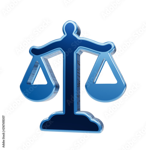 Konstfotografi Symbol of Justice: A 3D blue metallic scale of justice, a timeless emblem of fairness and legal systems, presented with a sense of gravitas