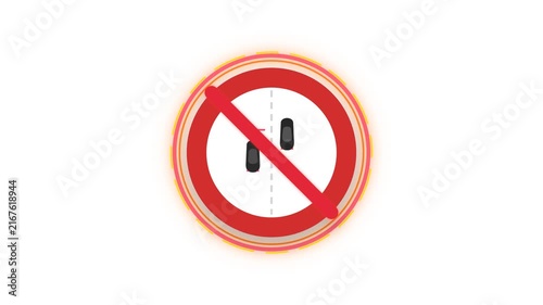 No Overtaking Ember Border Blockade Warning Sign 4K Animation | Seamless Loop