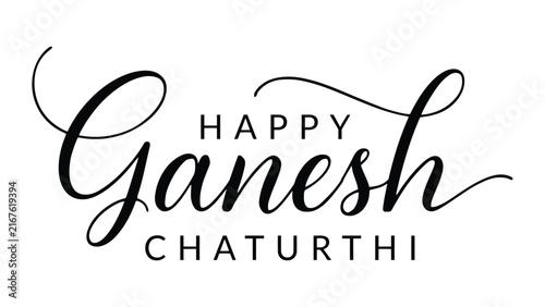 Bild auf Leinwand Happy Ganesh Chaturthi festive greeting design with elegant cursive typography,