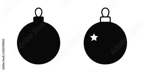 Christmas ornament ball silhouette vector, Christmas bauble vector icon