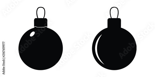 Christmas ornament ball silhouette vector, Christmas bauble vector icon