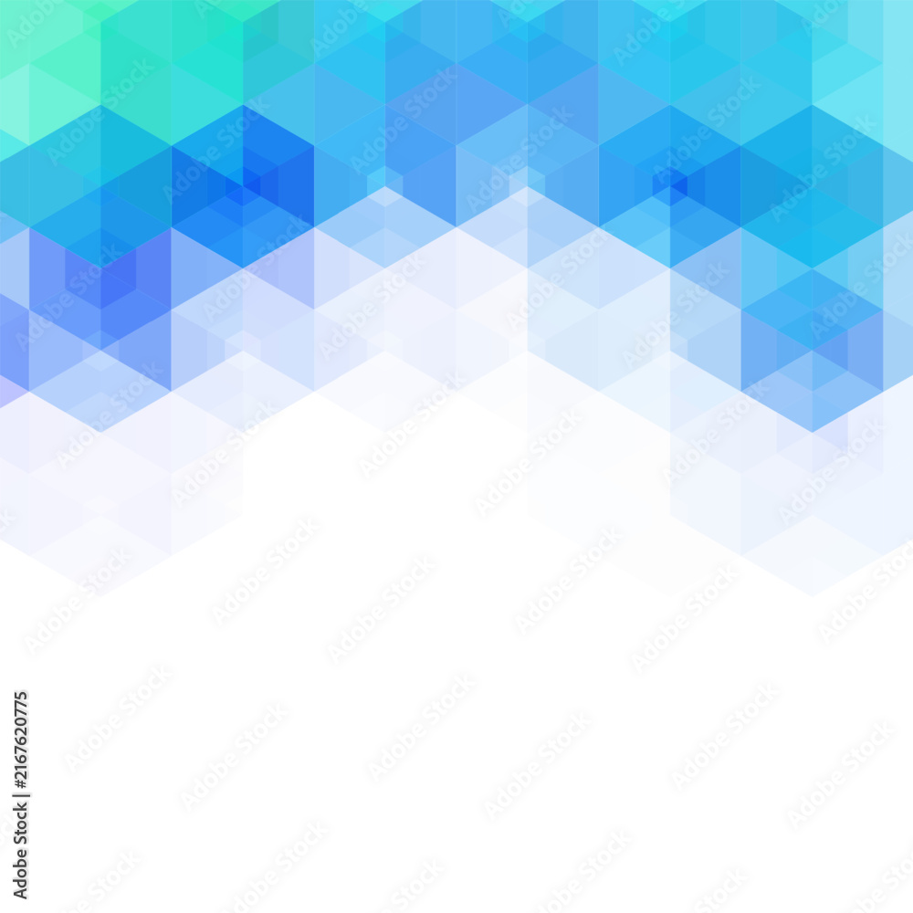 Obraz premium Abstract geometric background of translucent hexagons in blue, cyan and green shades. EPS 10
