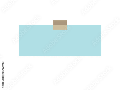 Light blue blank sticky note with adhesive tape isolated on white background transparent background