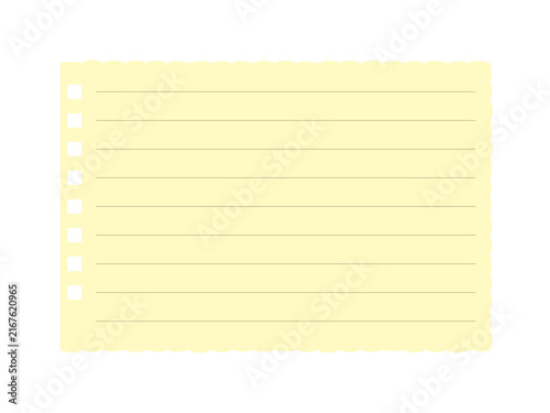 A pale yellow rectangular notepad sheet with horizontal lines and checkbox markers transparent background