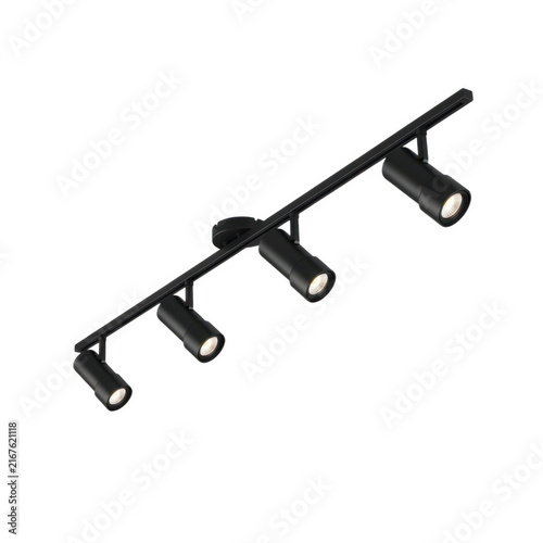 Modern track lighting with four spotlights