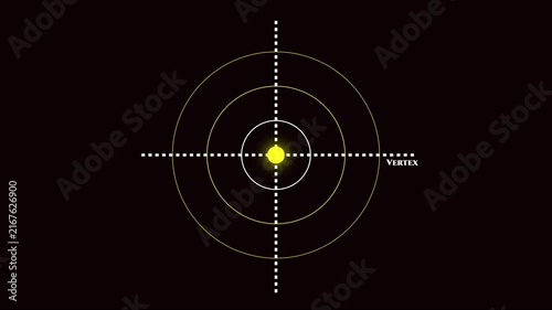 Geometric vertex concept with glowing center point and concentric circles animation 4k geometry math