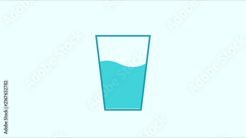 Minimalist glass of water animation with fluid motion loop for health and hydration concepts 4k