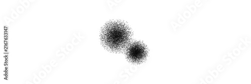 Two fuzzy black circles resembling abstract pollen or spores clustered together