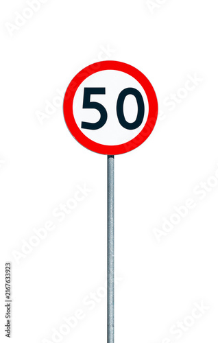 Quadro su tela 50 km/h speed limit road sign isolated PNG on transparent background, European t