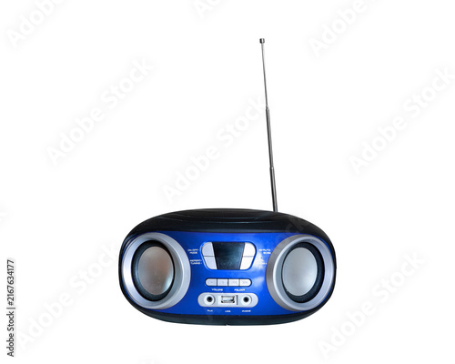 Konstfotografi Blue retro portable radio isolated PNG on transparent background, vintage AM FM