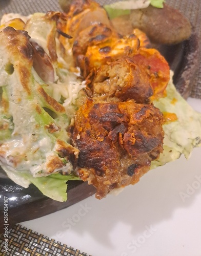 Veg Tandoori Sizzler Platter closeup 