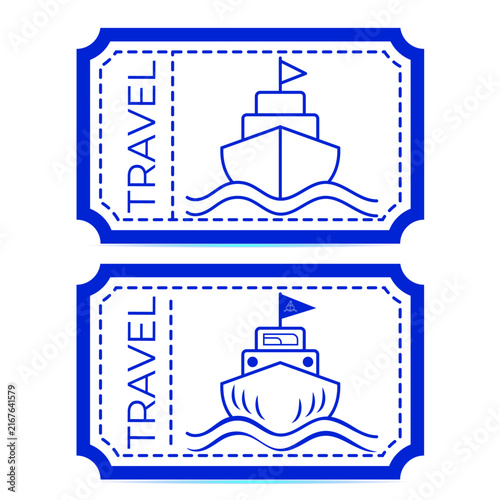 Set of Cruise Ship Travel Ticket Icons Vector
