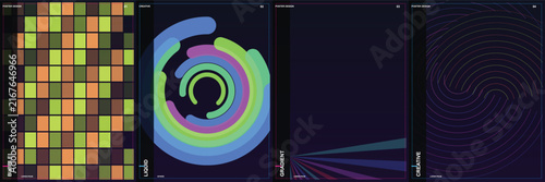 Abstract colorful geometric shapes on a dark background