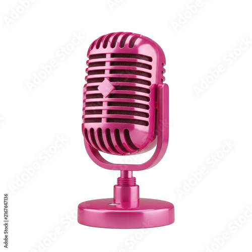 Pink vintage microphone on stand