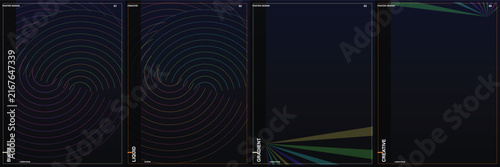Abstract dark background set with spiral and line patterns