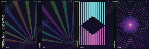 Abstract geometric digital art set with pixel patterns
