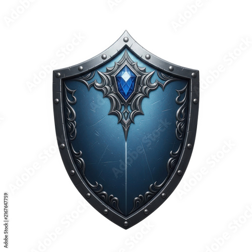 Dark fantasy knight shield with intricate design