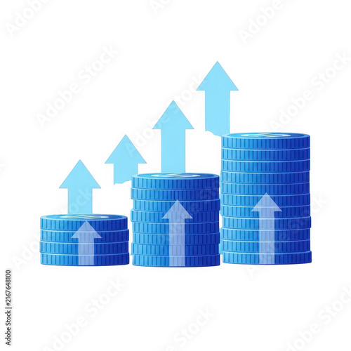 Growing bar chart with upward arrows