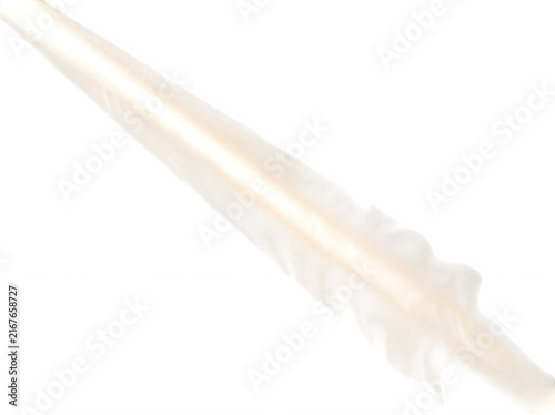 A single soft white feather floating gently in the air showing delicate texture and light fluffy plume