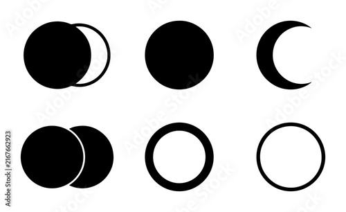 Moon Phases Vector Icons, Celestial Cycle Icons, Lunar Orbit Icons, Space Science Icons