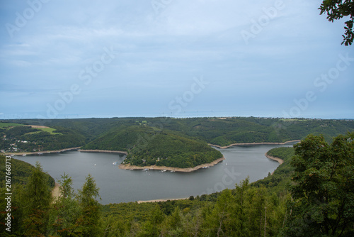 Scenic View from Hirschley Eifel-Blick over Rursee in Kermeter, Eifel, Germany