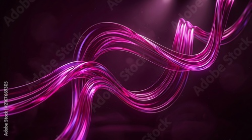 Abstract glowing magenta light trails swirling in a dark space digital background with glowing curves swirling lines neon glow pink lines